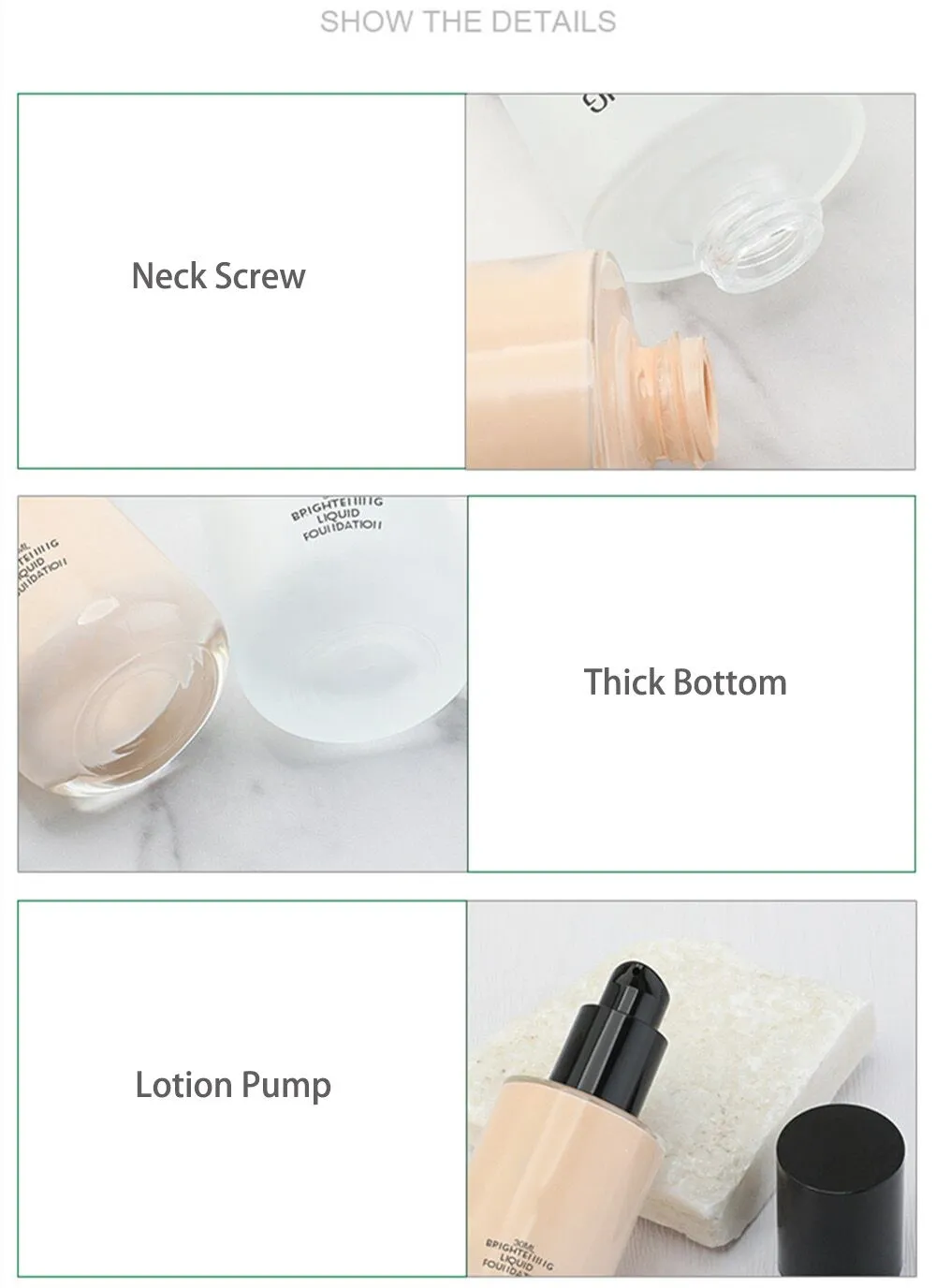 Chai thủy tinh nền bơm kem 30ml