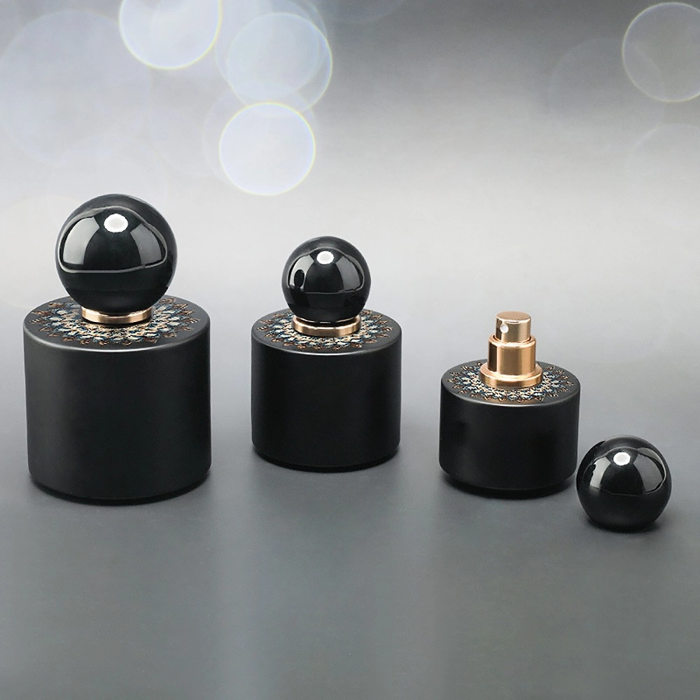 30ml 50ml 100ml black color perfume bottle with ball cap