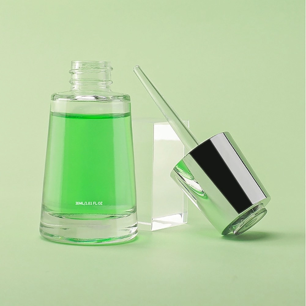 30ml glass serum bottle with press pump and dropper closures